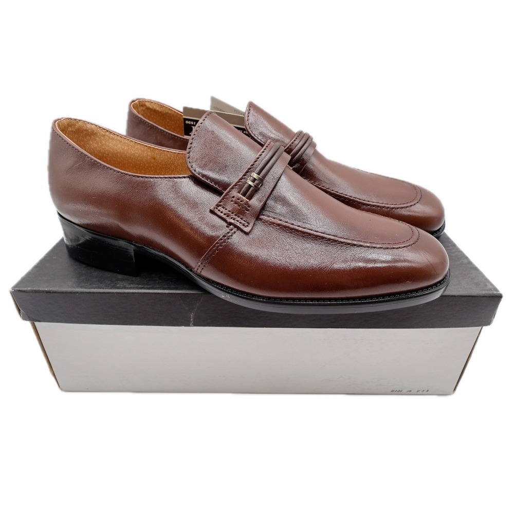 Barclay Loafers Mens 10.5 D Vintage Brown Leather Slip On Dress Shoes USA Made